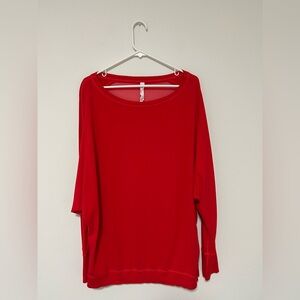 Karma Women's Vibrant Red Long Sleeve Top w/ Sheer Mesh Back
